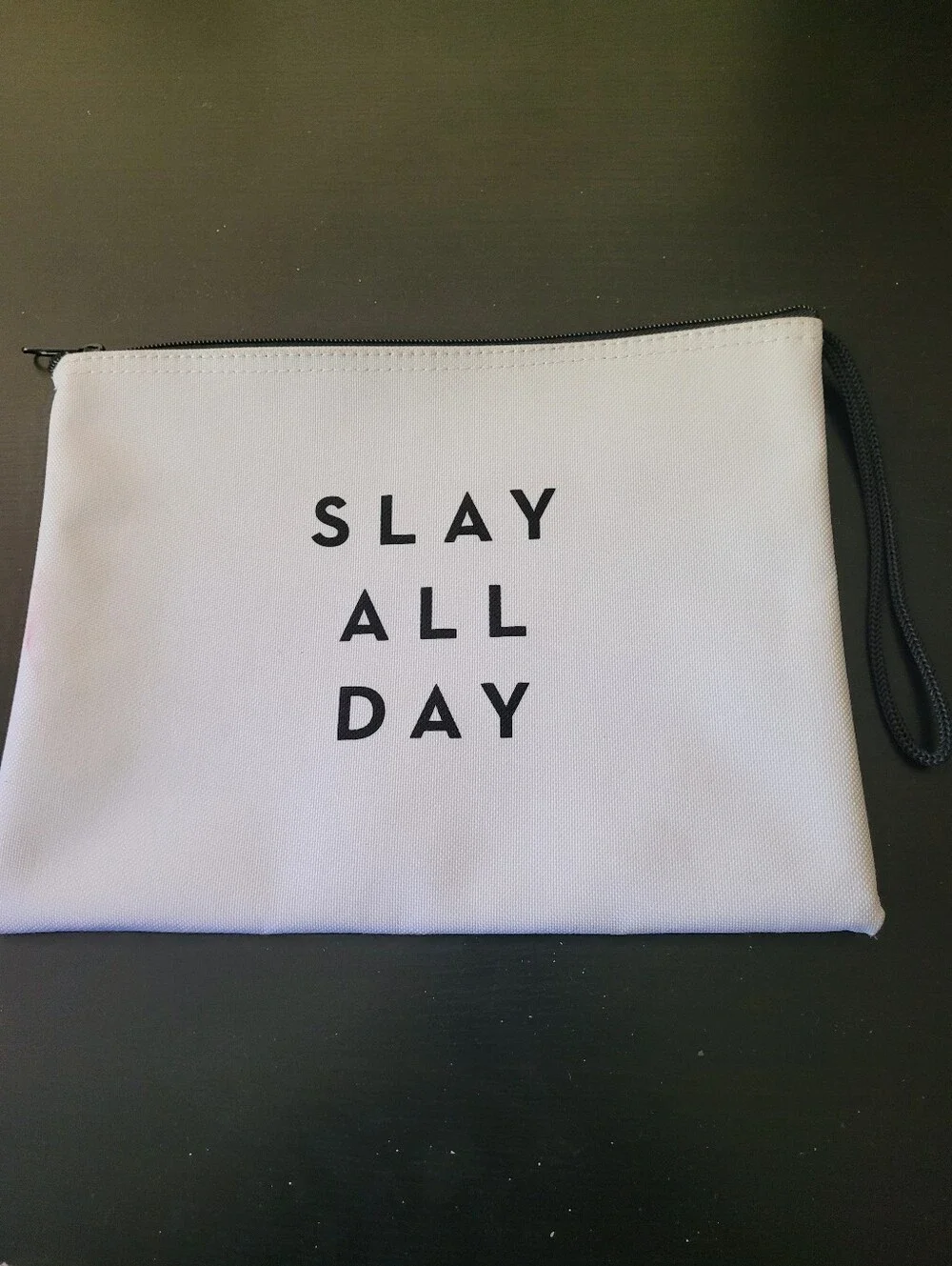 Milly White 'Slay All Day' Wristlet Pouch